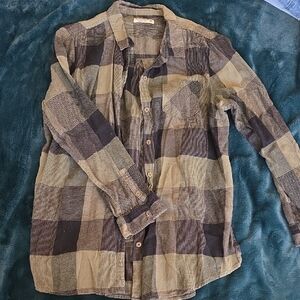 Ruff Hewn Womens Plaid Shirt - Black and Tan